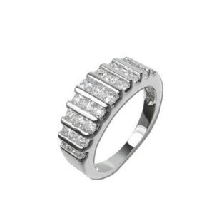 925 Silver 9 Columns of CZ Diamond Ring